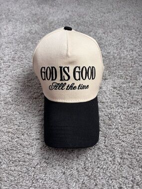 God Is Good Two-Tone Trucker Hat - Cream & Black